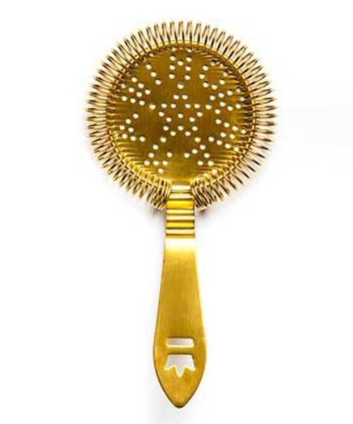 Nerezový strainer Hawthorne Antique Cocktail Kingdom bez úchytů ve zlatém provedení