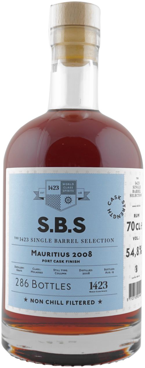 S.B.S Mauritius 11y 2008 0,7l 54,8% L.E. / Rok lahvování 2019