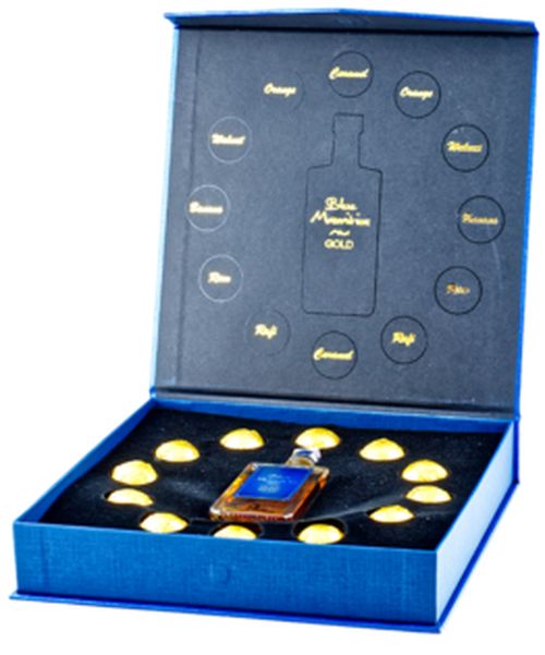 Blue Mauritius Gold Rum Pralines 100 g, Blue Mauritius Gold 40% 0,05L